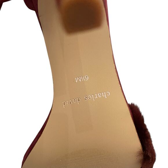 NEW Charles David Suede Faux Fur Empoli High Heel Women's 6.5M Maroon - Picture 8 of 16